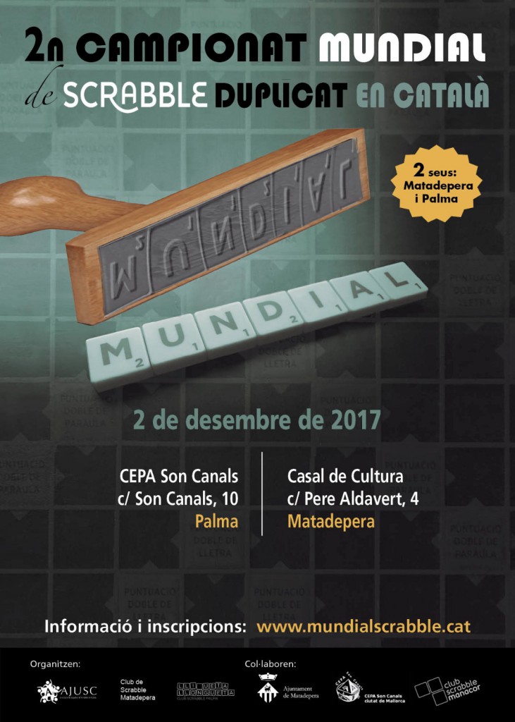 Cartell del 2n Campionat Mundial de Scrabble Duplicat en català